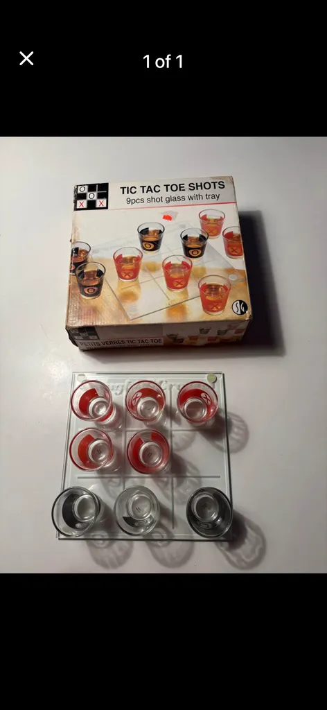 Tic Tac Toe Shots - 9 Shot Glasses with Tray photo 1