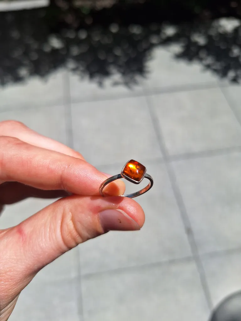 Amber Silver Ring  photo 1