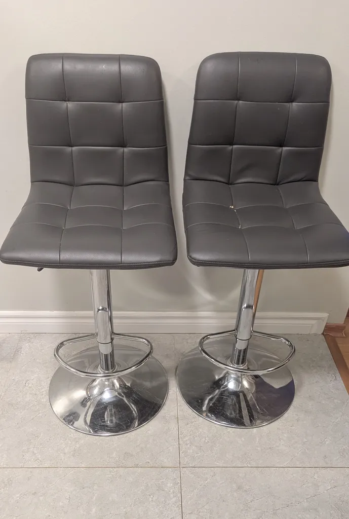 Two Grey Adjustable Bar Stools  photo 1