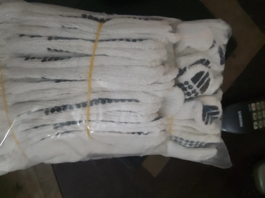 NEW (12) Pair Cloth Utility Gloves With Sure Grip Pads. photo 1