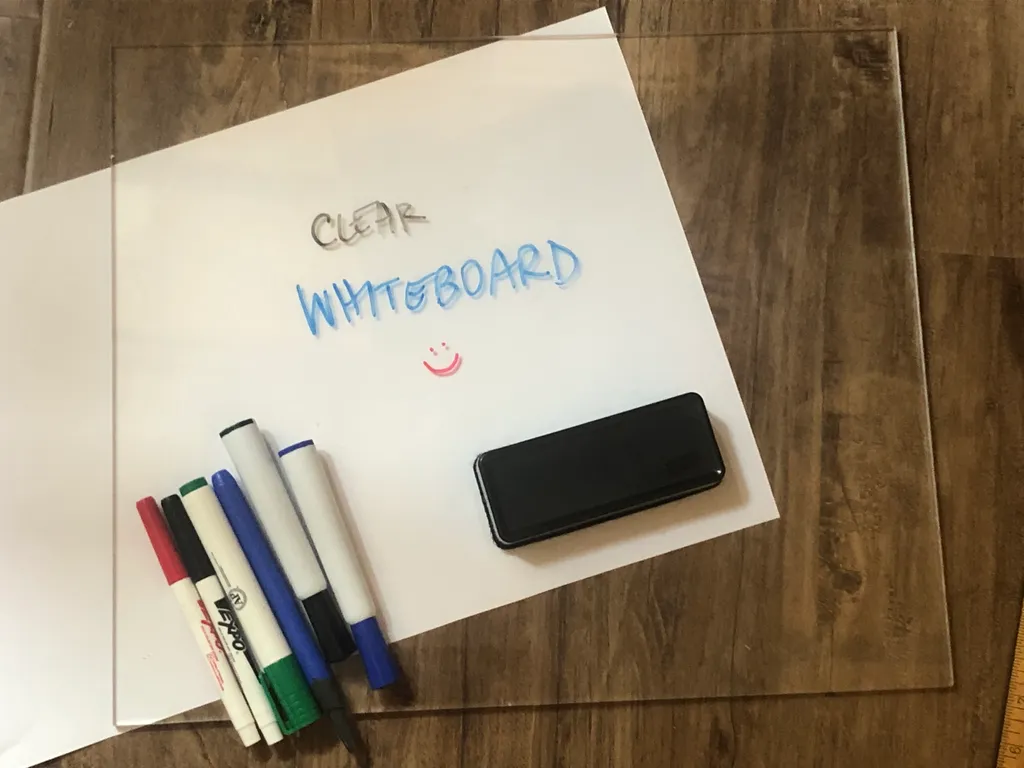 Clear White Board + Dry Erase Markers/Brush photo 1