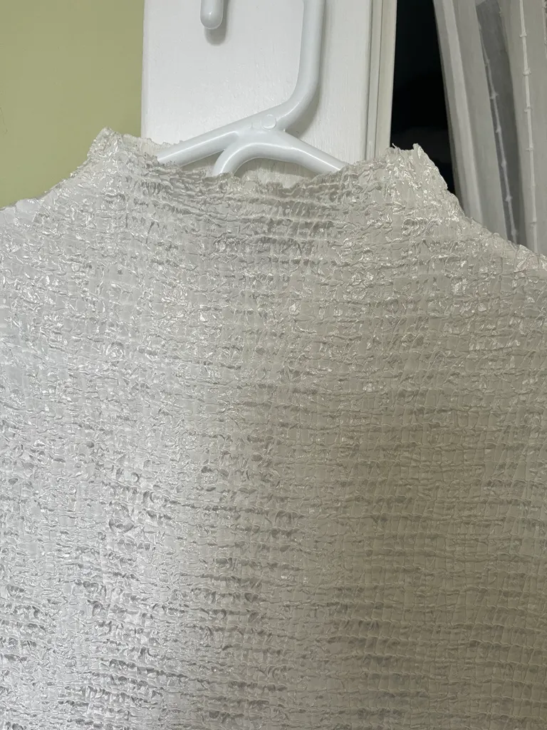 Cream white crinkle top vintage women’s y2k photo 1