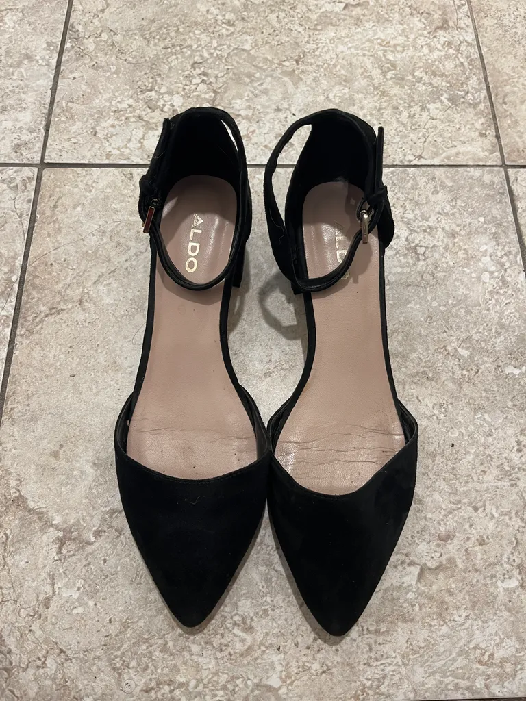 ALDO Black Suede Ankle Strap Heels US 7 photo 1