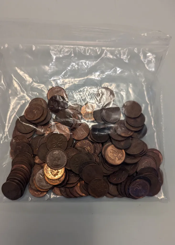 Bag of Canadian Pennies (147 Total) photo 1