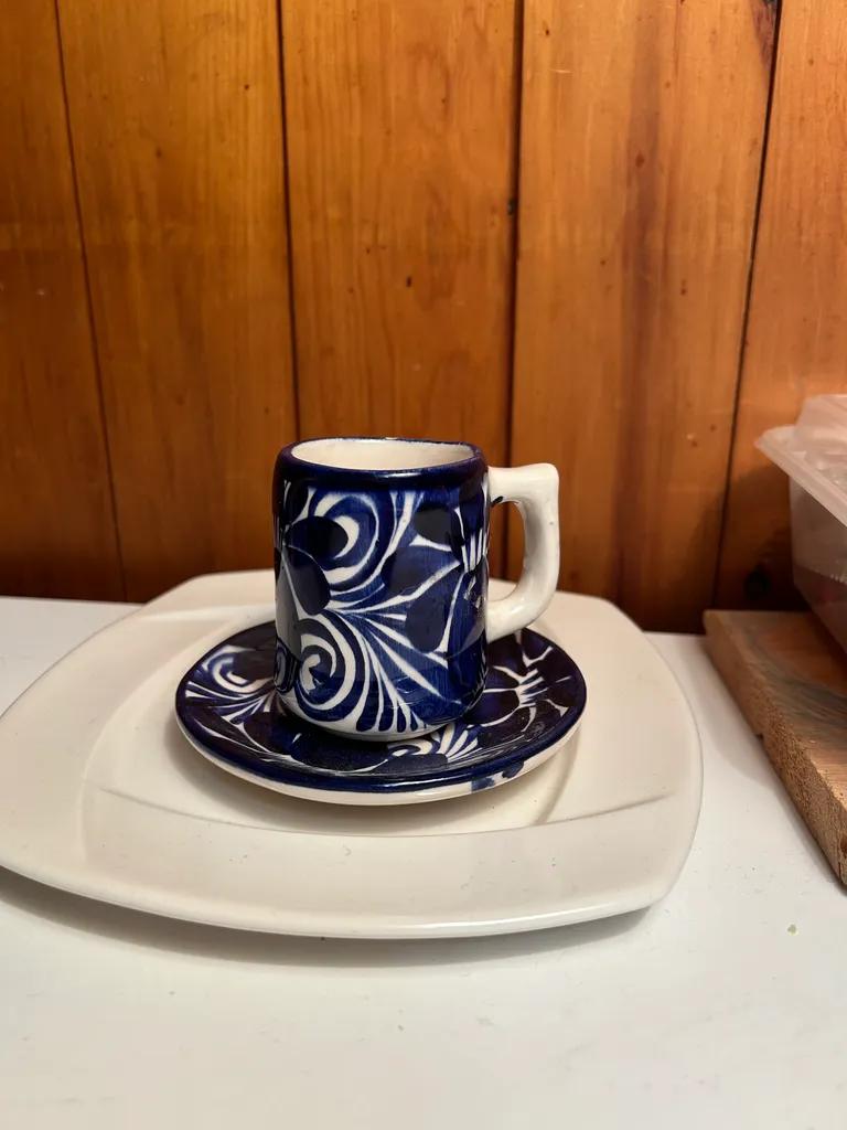 Blue & White Floral Espresso Cup with Saucer photo 1