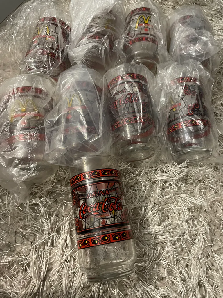 🎁Vintage McDonald’s CocaCola stained glass style drinking glass photo 1