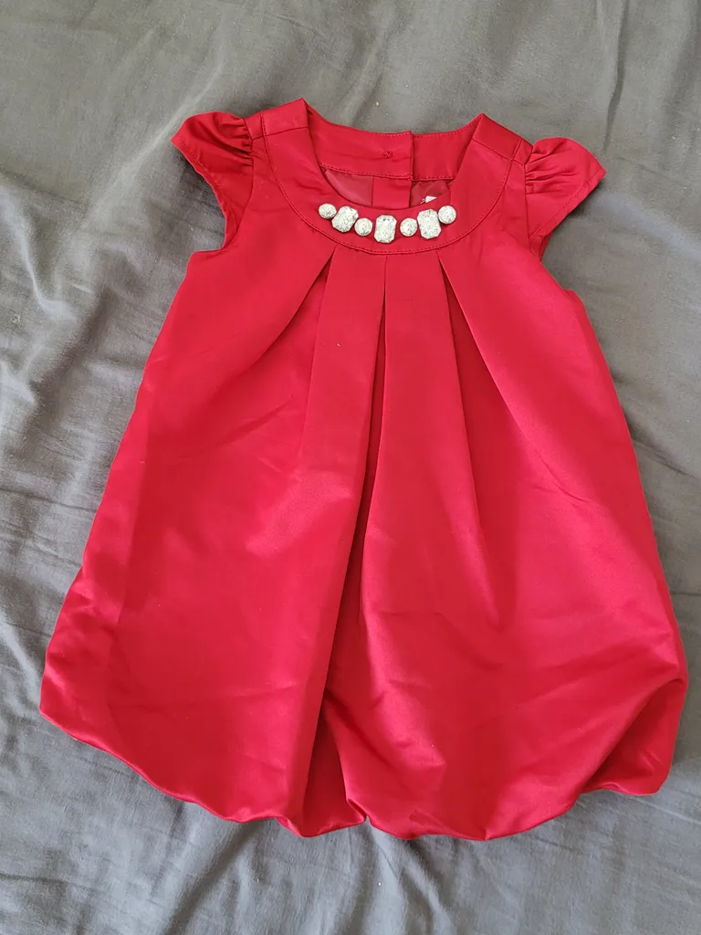 Gymboree Red Formal dress with Puff Sleeves photo 1