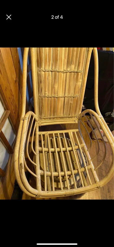 Rattan wicker swivel boho style chair  photo 1