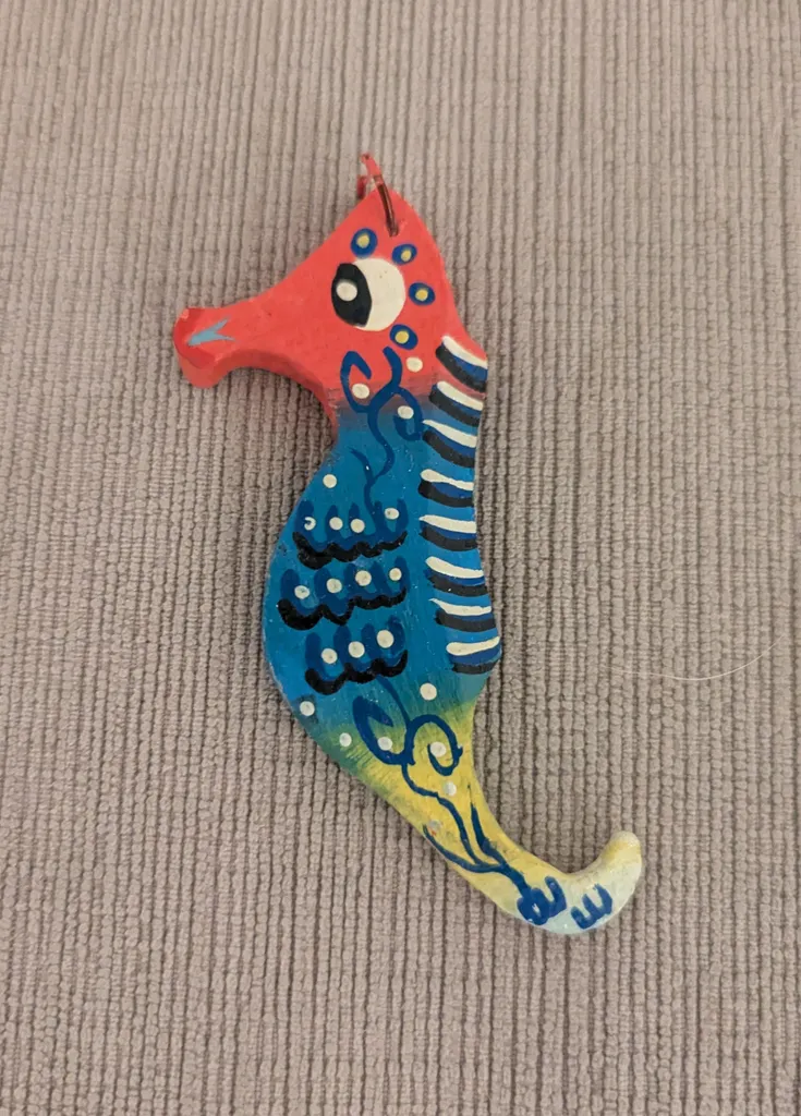 Hand-Painted Wooden Seahorse Ornament photo 1