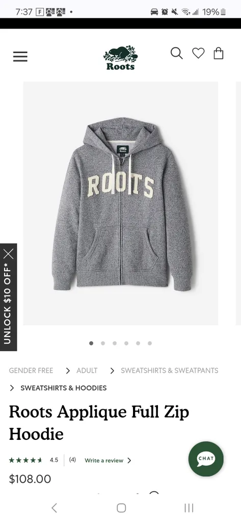 Roots Full Zip Hoodie Women's M&L photo 1
