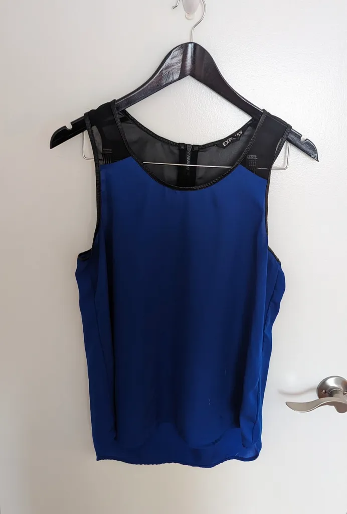 Express Blue & Black Sleeveless Top - Women's Size Medium photo 1