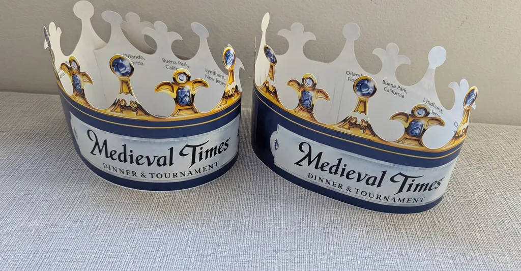 Two Medieval Times Dinner & Tournament Paper Crowns photo 1