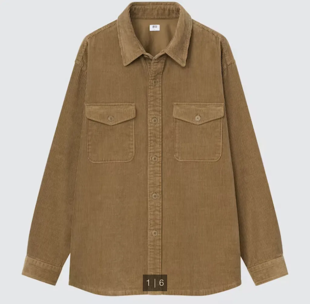 Uniqlo Corduroy Long Sleeve Shirt Large Mens photo 1
