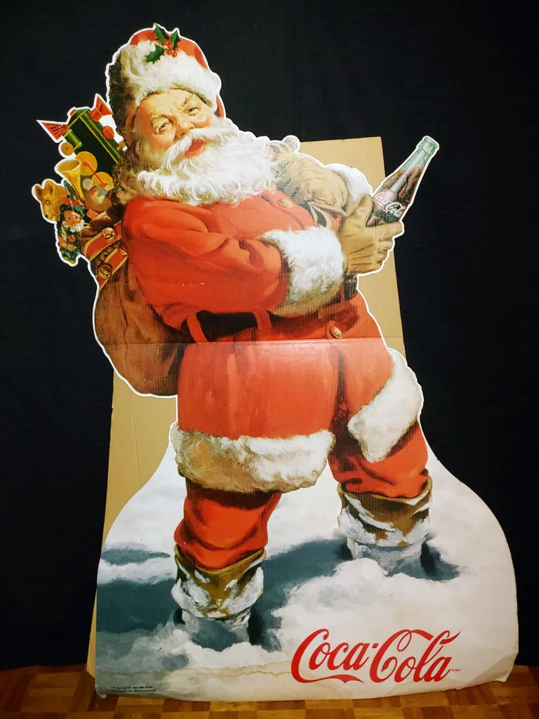 Coca-Cola Santa Claus Cardboard Standup Advertising 62" x 43" photo 1