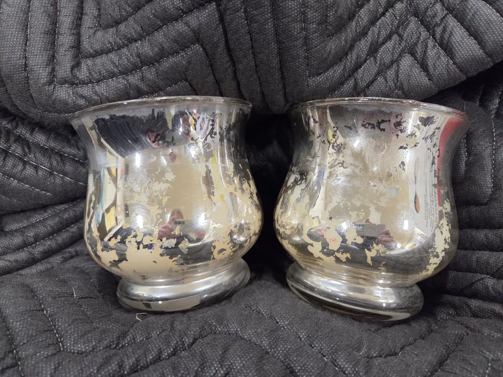 2 mercury glass candle holders gently used  photo 1