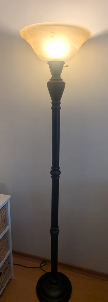 Tall Blank Floor Lamp with Glass Alabaster Shade photo 1