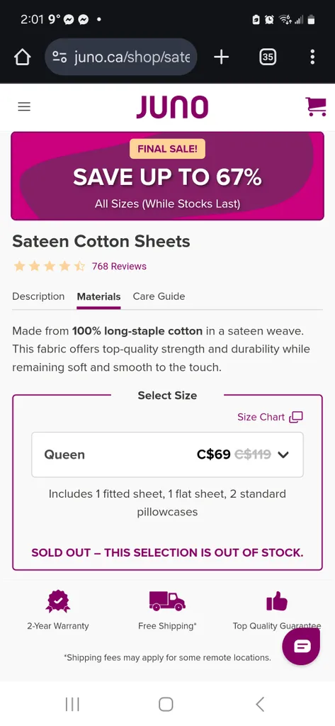 Juno sateen cotton bed sheet set (Queen) photo 1