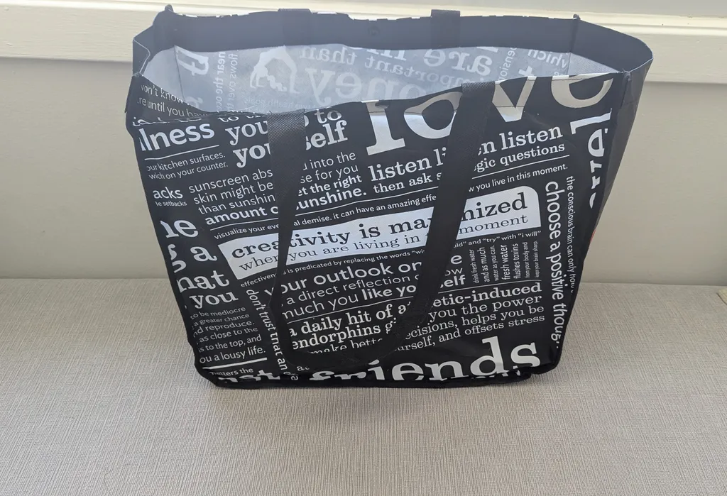 Lululemon Black and White Reusable Shopping Tote Bag photo 1