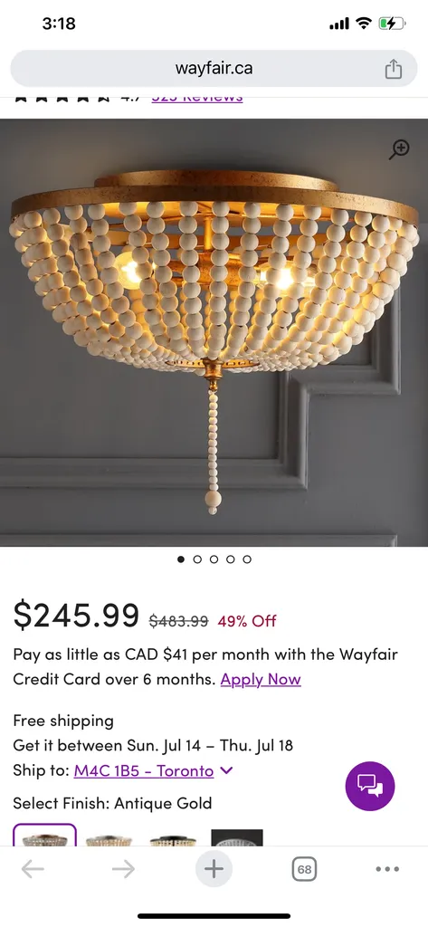 Beaded Light Fixture Flushmount photo 1