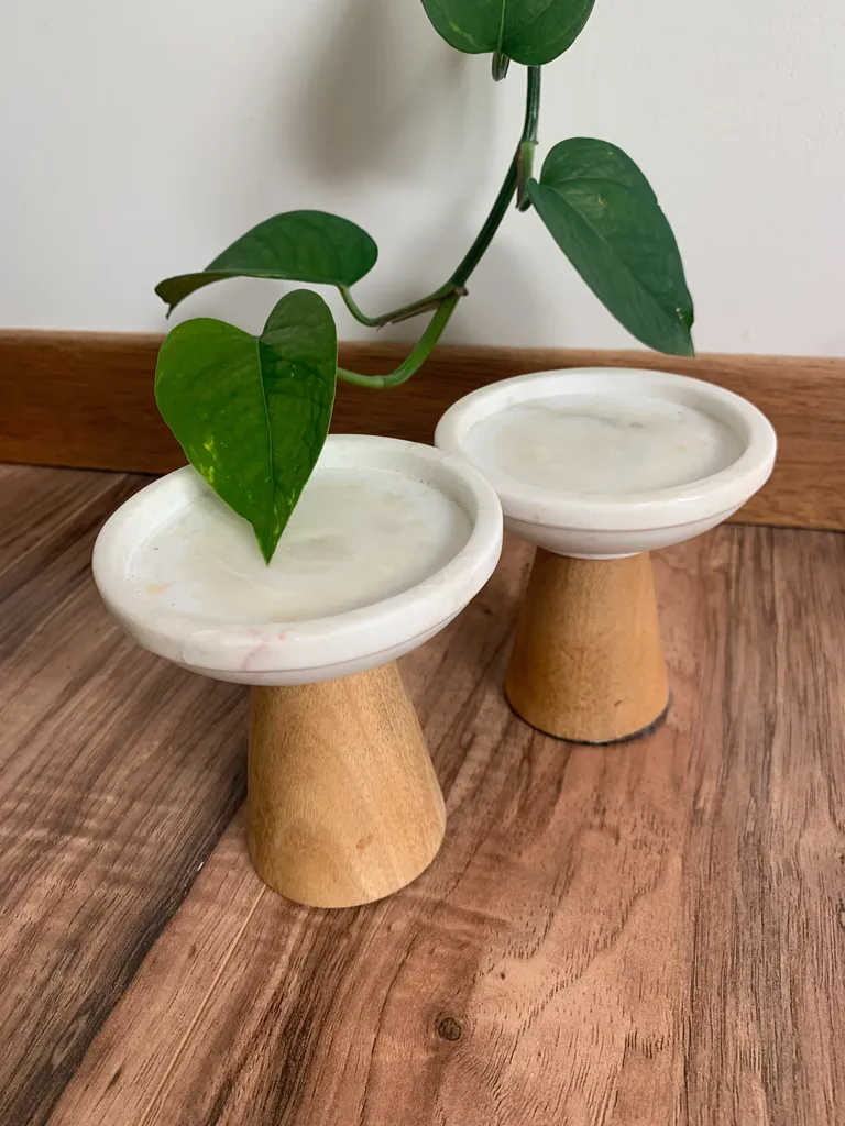 Marble & Wood Candle Holders  photo 1
