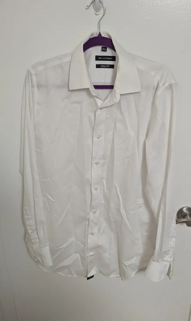 Bellissimo White Men's Dress Shirt - 15 1/2 T, 34/35 photo 1