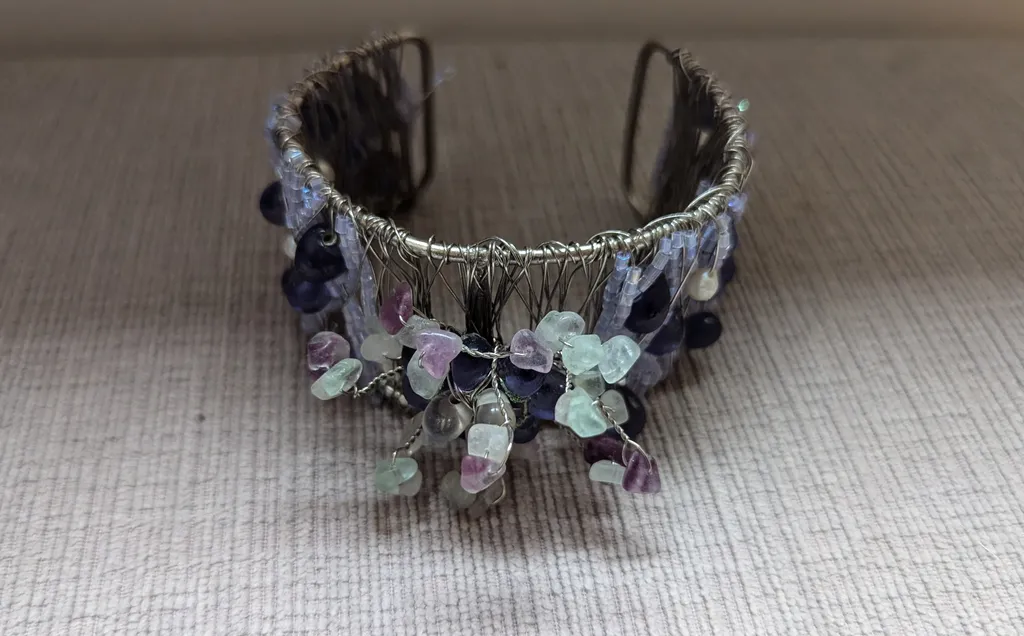 Wire Wrapped Beaded Cuff Bracelet photo 1
