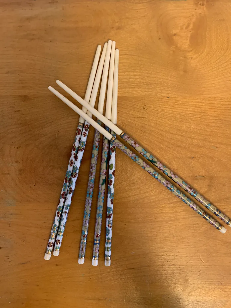 3 Sets of Cloisonné Chopsticks photo 1