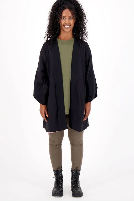The Good Tee Reversible Kimono-Style Cardigan (Mauve/Black) photo 1