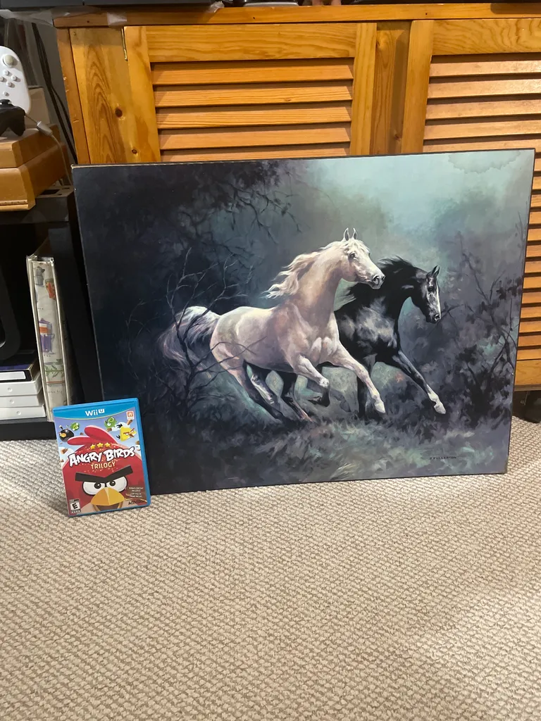 Vintage Horse picture on light particle wood. photo 1