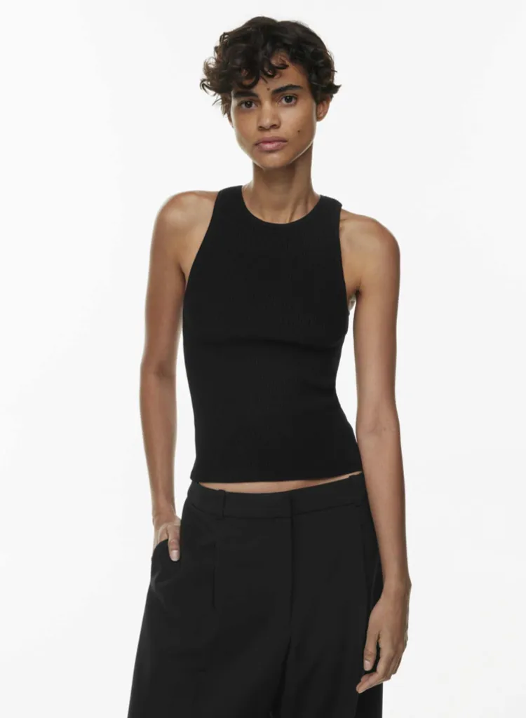 Aritzia Babaton Black Ribbed Tank Top (Small) photo 1