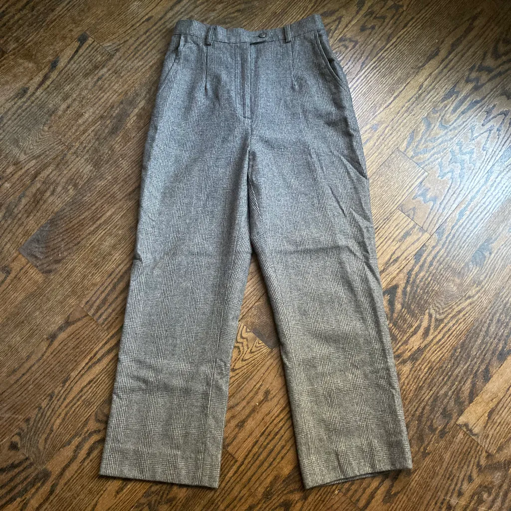 VINTAHE DOUBLE LINED SANDY WOOL TROUSER PANTS photo 1