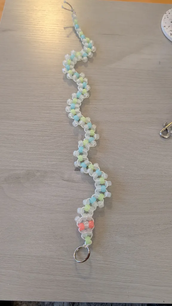 Handmade Beaded Snake Keychain photo 1