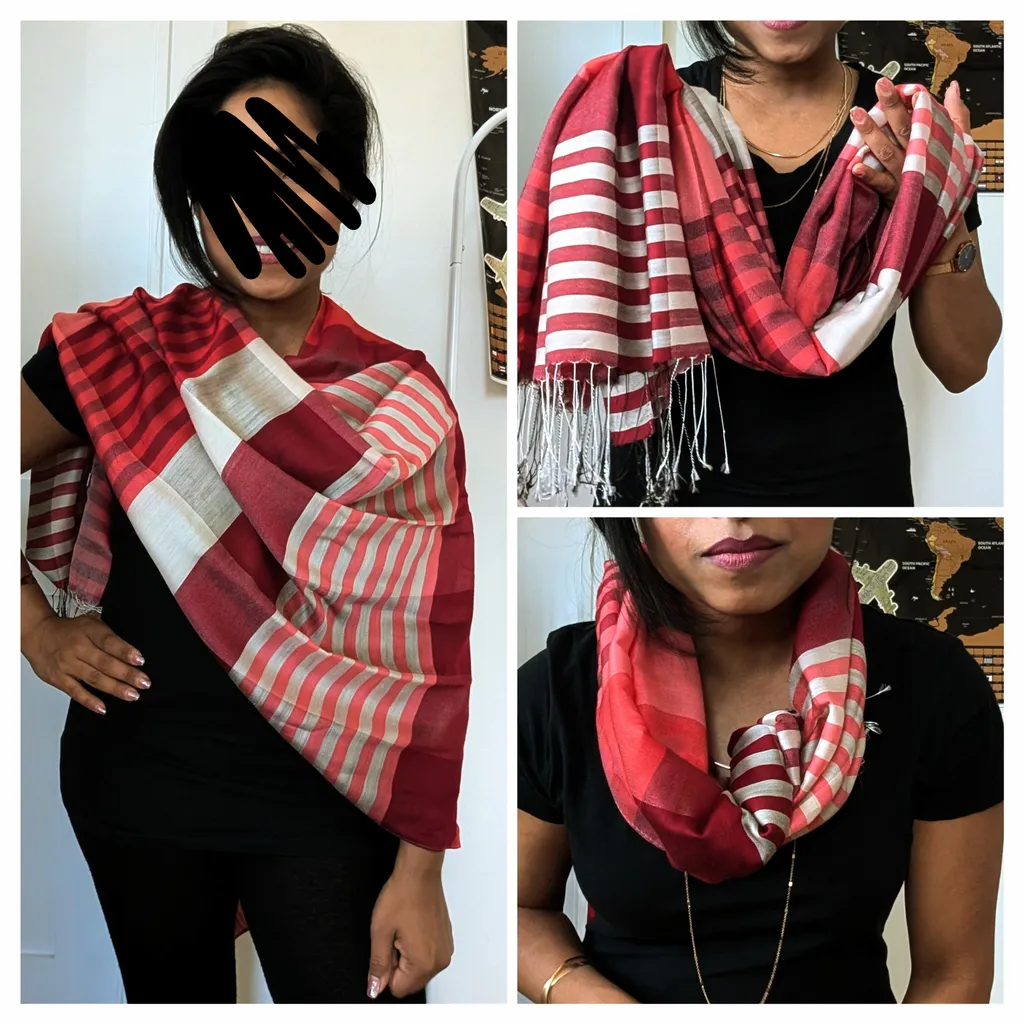 Beautiful patterned red scarf photo 1