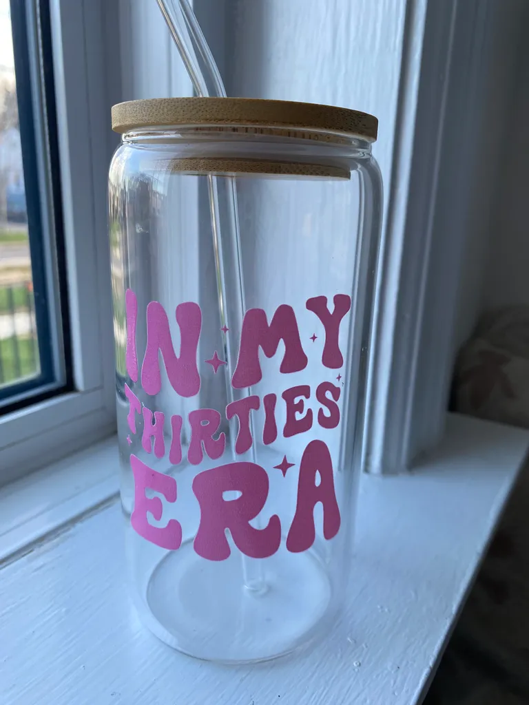 “In My Thirties Era” Glass Tumbler  photo 1