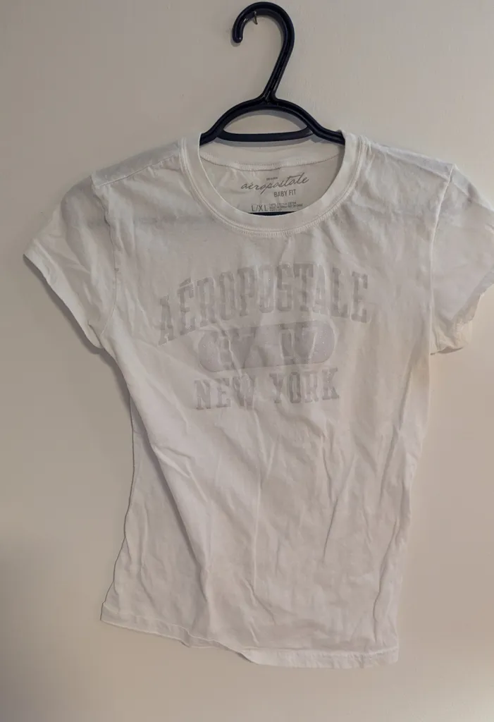 Aeropostale White T-Shirt with Logo - Women's X-Large photo 1