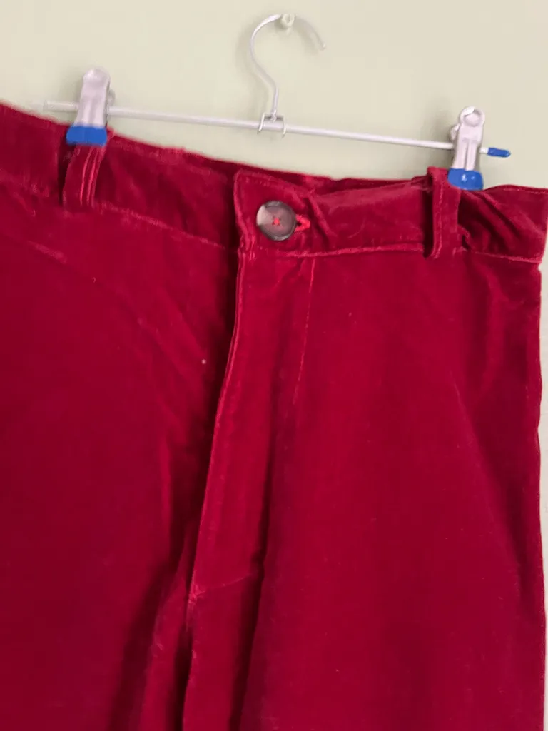 Handmade red velvet wide leg pants photo 1