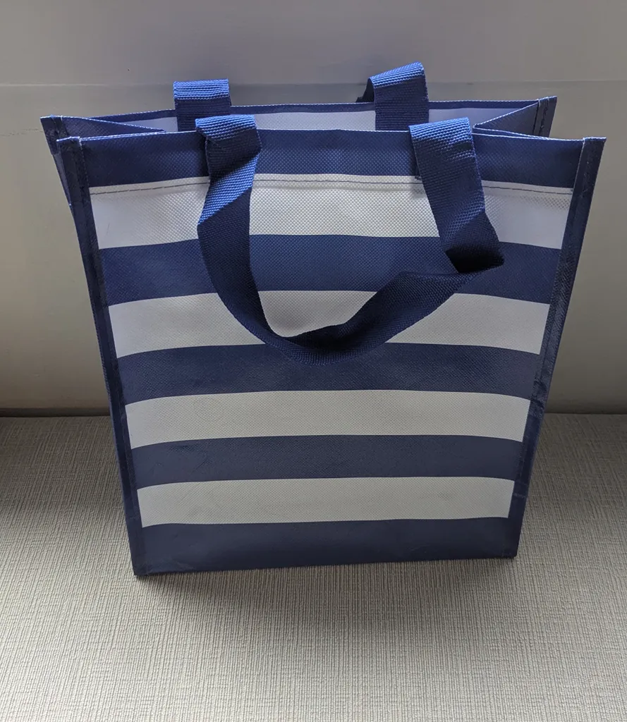 Brand New Blue and White Striped Tote Bag photo 1