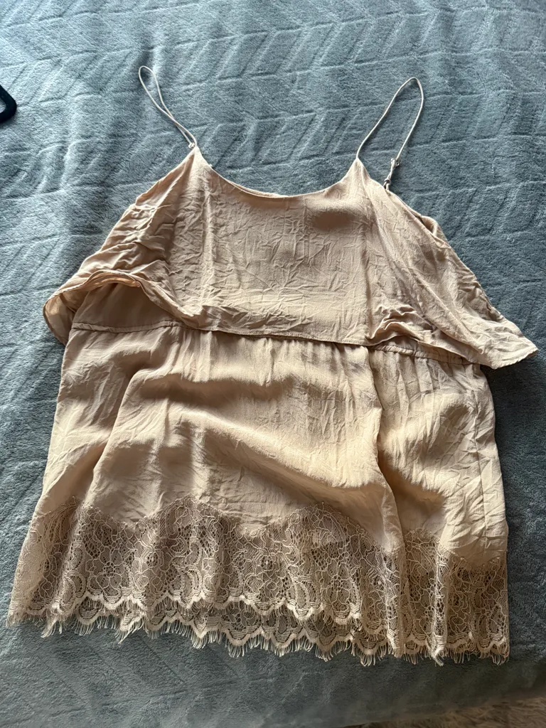 Pink revolve silk top photo 1