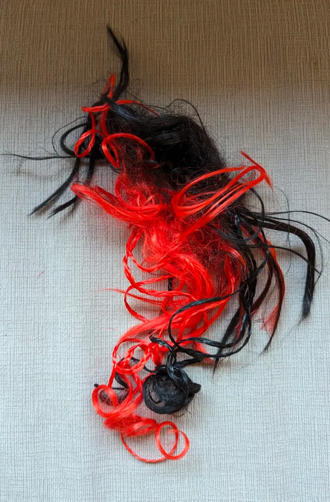 Black and Red Hair Piece Wig photo 1