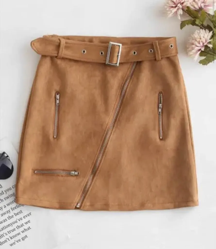 Faux Sued Asymmetrical Mini Skirt photo 1