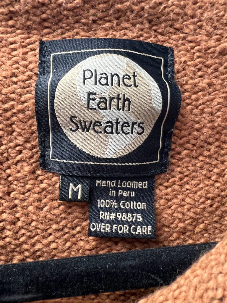 Planet Earth Sweaters, Hand Loomed in Peru, 100% Cotton, Medium photo 1