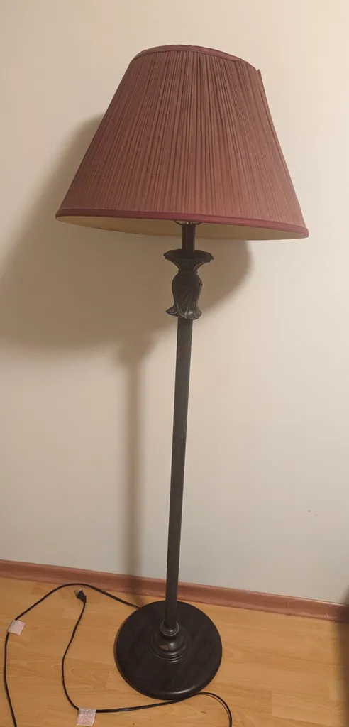Floor Lamp with Burgundy Shade  photo 1