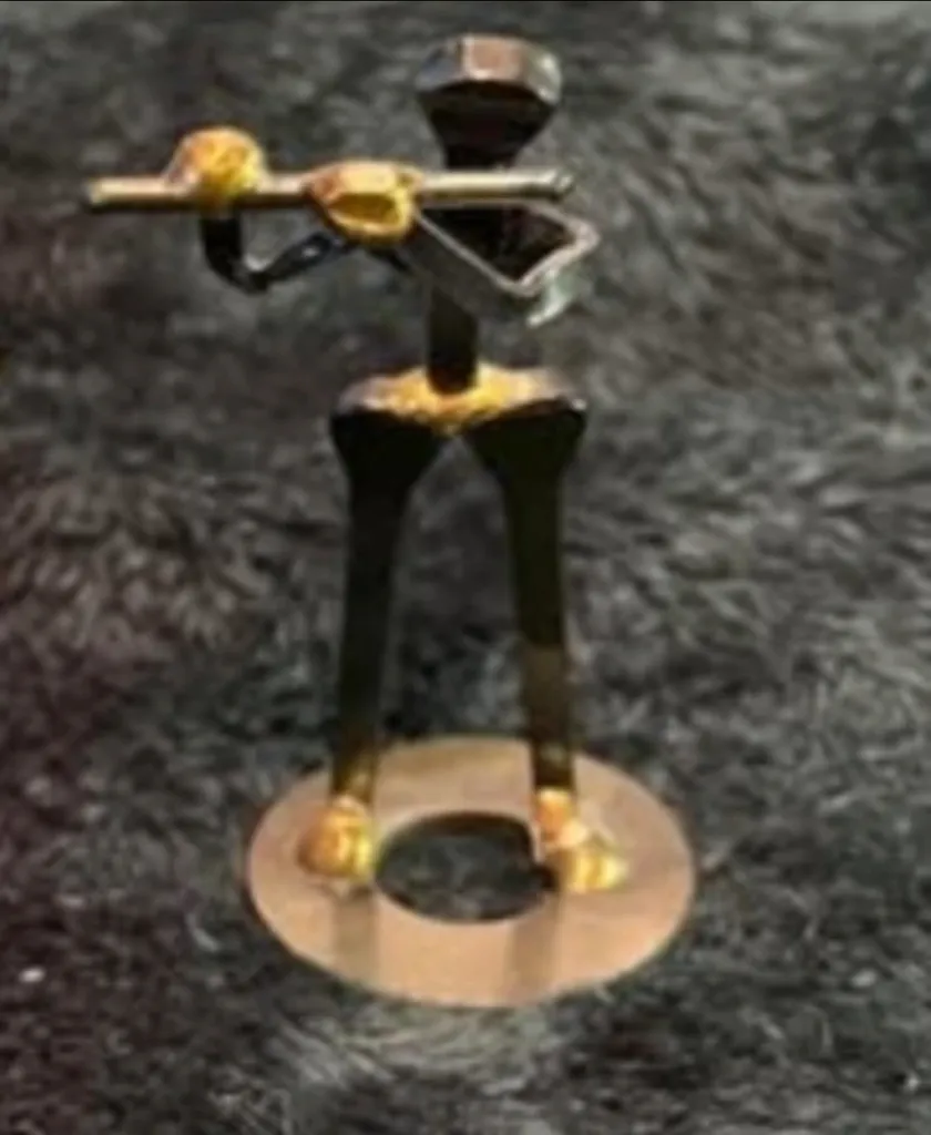 Flute Player Metal Art Figure Sculpture photo 1