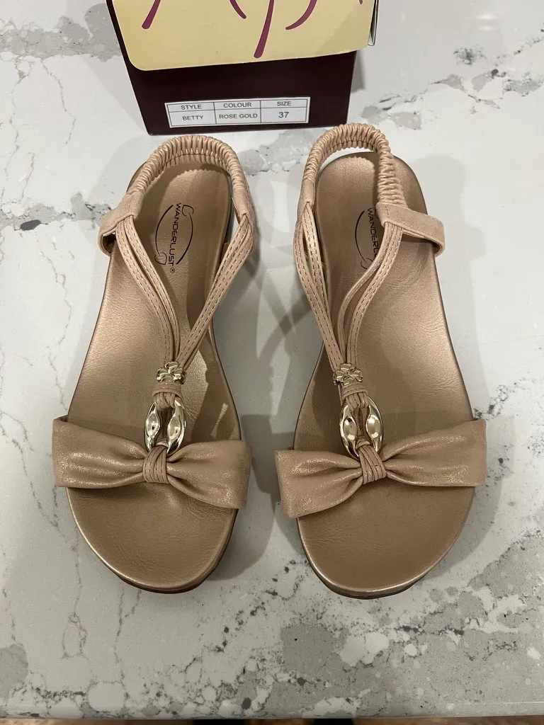Rose Gold Sandals, NWT, Size 37 photo 1