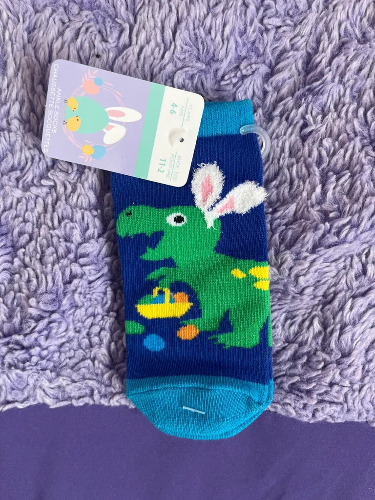 Baby dinosaur Easter socks photo 1