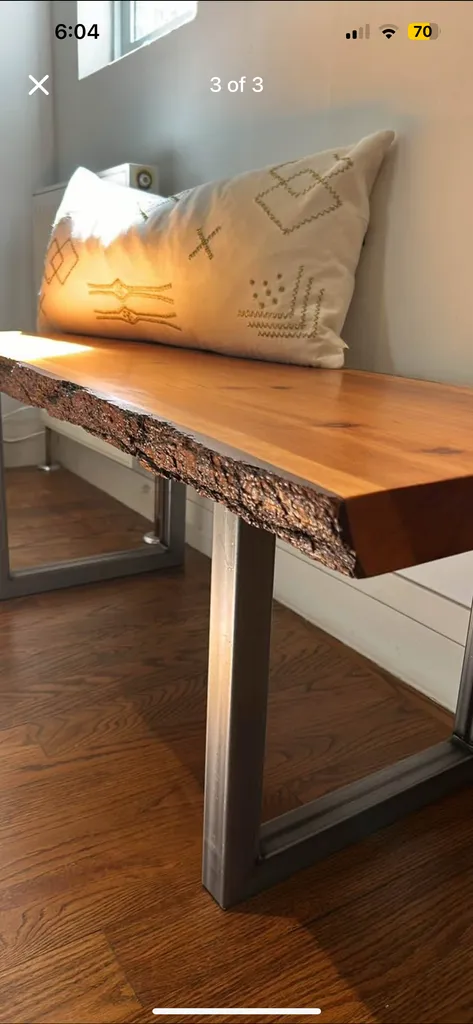 Handcrafted Live Edge Wood Bench  photo 1