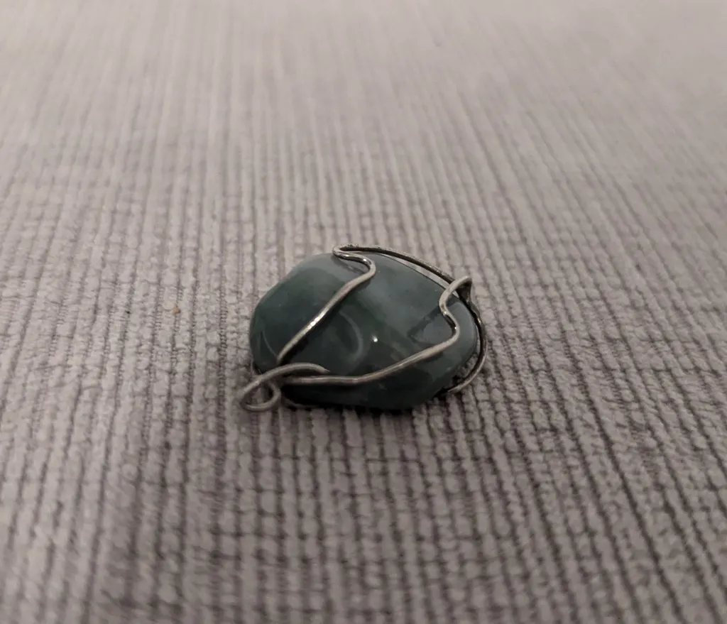 Unique Green Stone Wire Wrapped Pendant photo 1