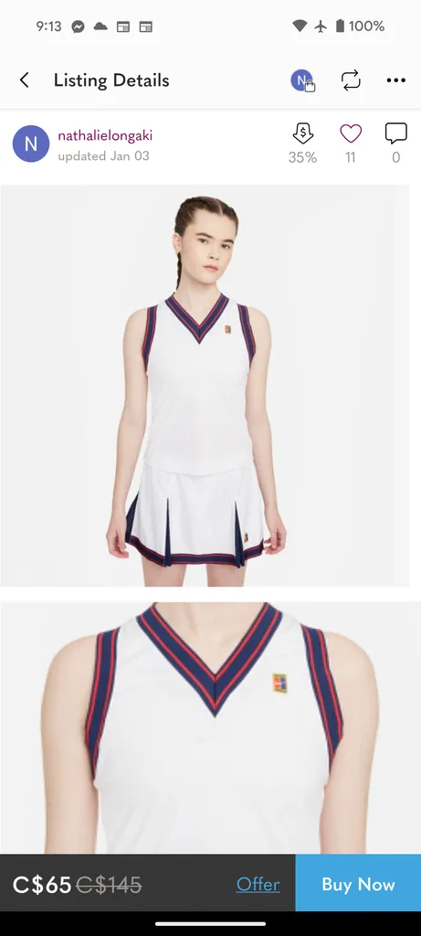 New Nike white tennis skirt photo 1