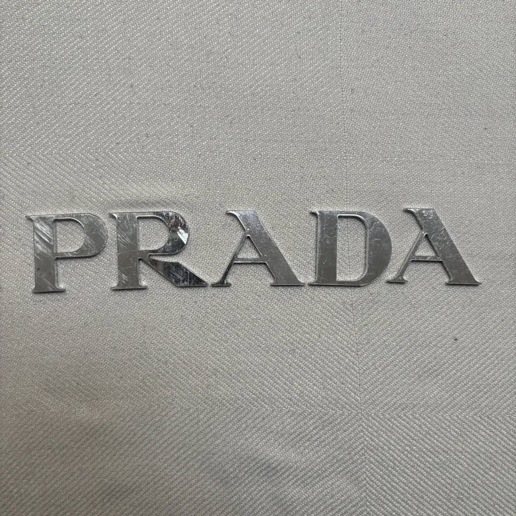 Prada silver mirror plastic logo letter type font set photo 1