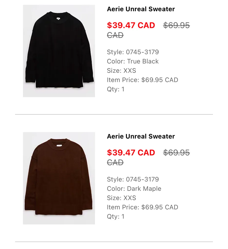 2x Aerie Sweaters, Size XXS photo 1